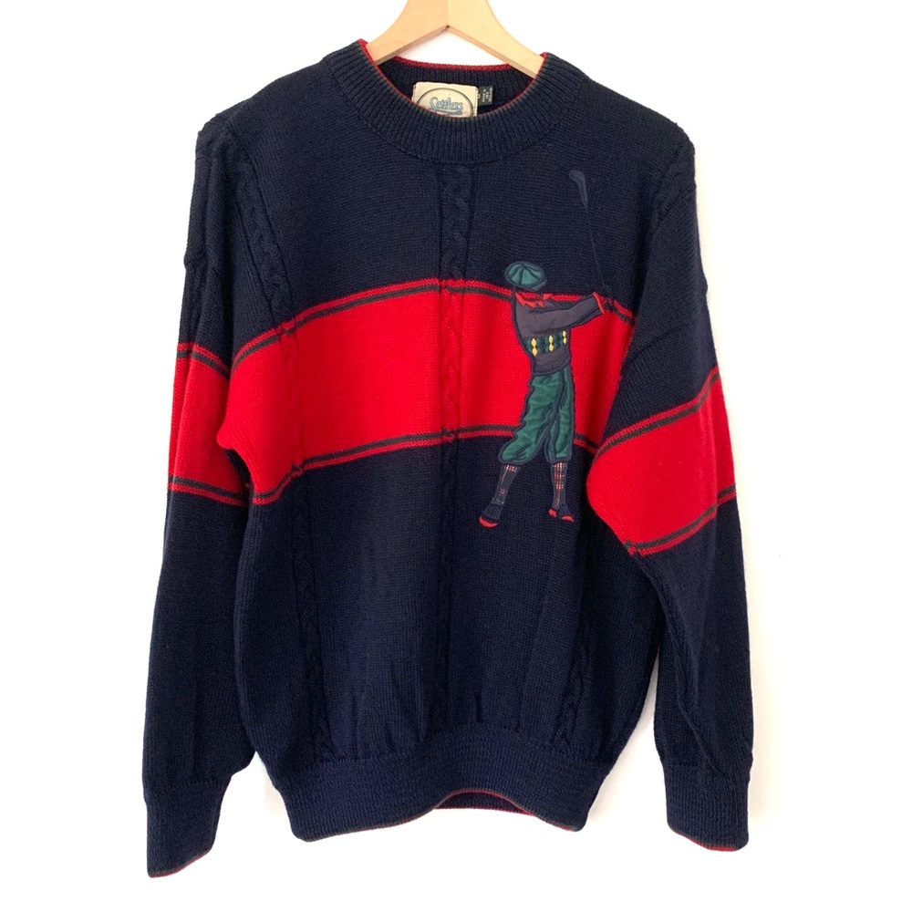 SETTLERS GOLF CABLE KNIT CREW NECK SWEATER